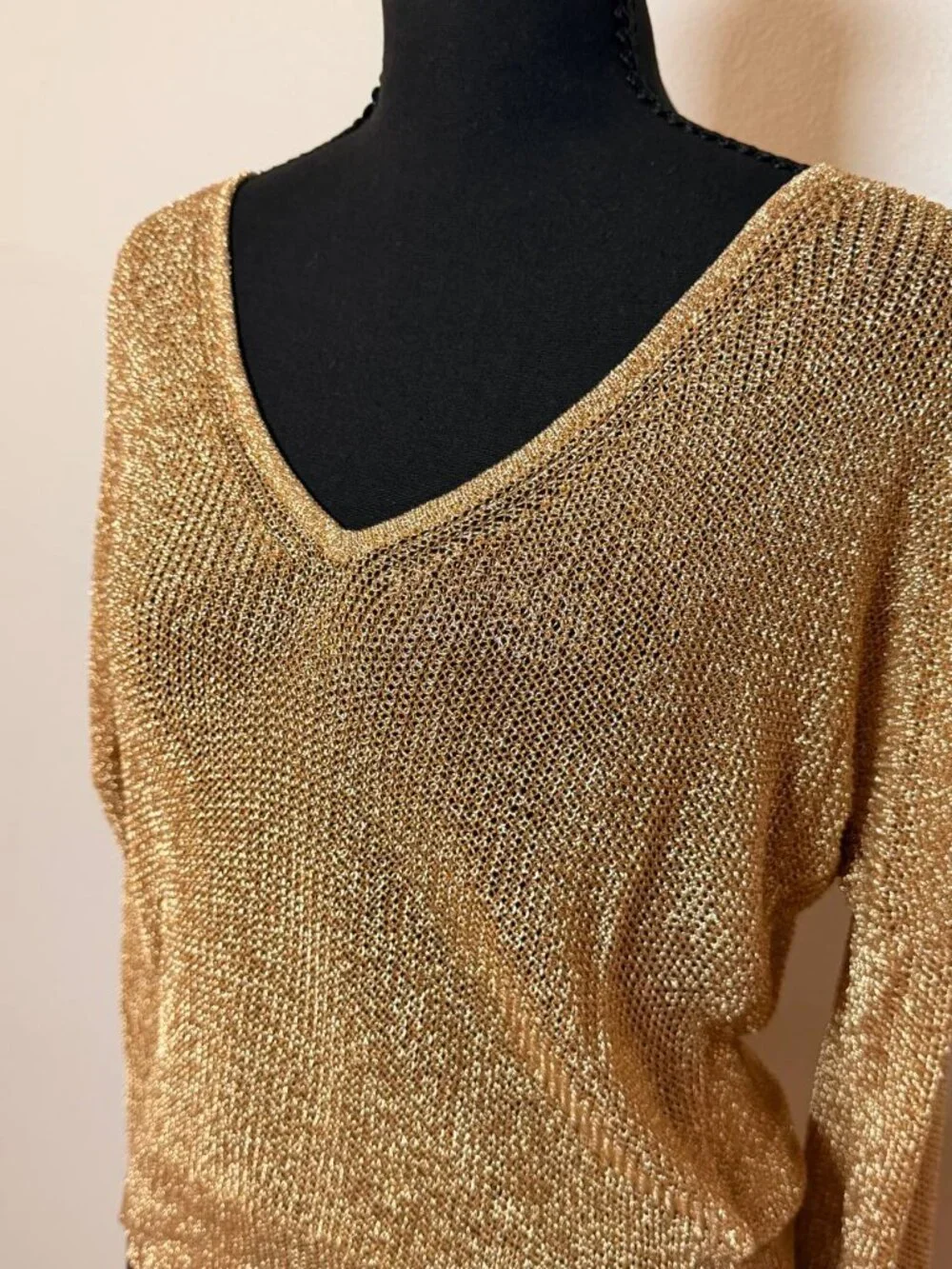 J.Crew Gold Metallic Knit Sweater Disco Glam Party Style